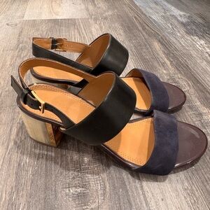 Tory Burch Black and Brown Heeled Sandals